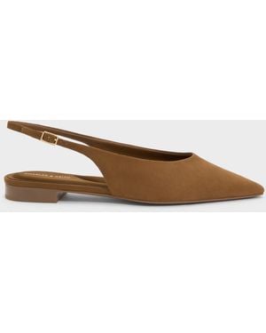 Charles & Keith Emelia Faux Suede Slingback Flats - White