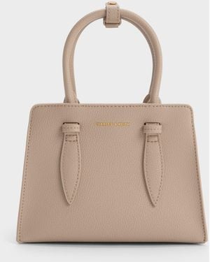 Charles & Keith Allyn Structured Trapeze Tote Bag - Natural