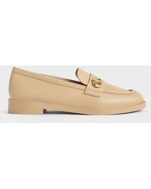 Charles & Keith Metallic-accent Loafers - Natural