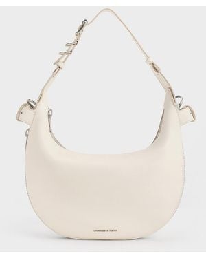 Charles & Keith Saskia Crescent Hobo Bag - Natural