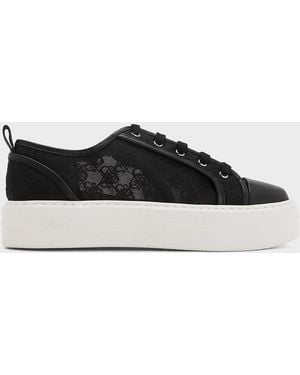 Charles & Keith Mesh Flatform Trainers - Black