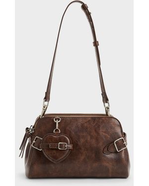 Charles & Keith Nellie Heart-Charm Shoulder Bag - Brown