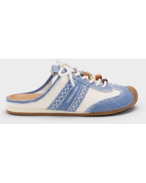 Charles & Keith Denim & Leather Slip-On Trainers - Blue