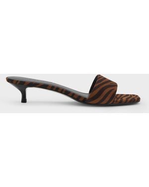 Charles & Keith Susie Zebra-Print Kitten-Heel Mules - Multicolour