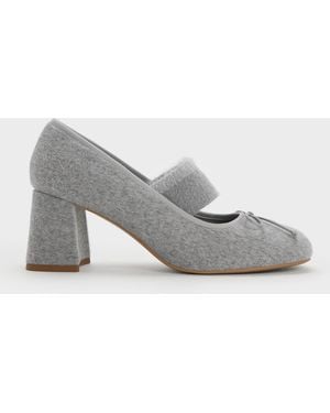 Charles & Keith Winona Felt Mary Jane Pumps - Gray