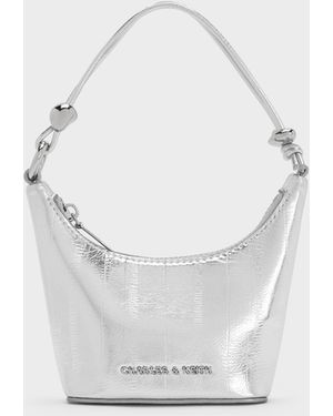 Charles & Keith Micro Augustine Metallic Eel-Effect Bag - White