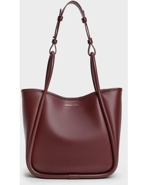 Charles & Keith Mini Lyla Tubular Tote Bag - Red