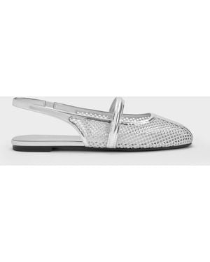 Charles & Keith Ellory Mesh Slingback Mary Jane Flats - White