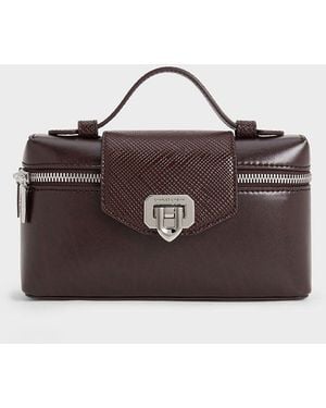 Charles & Keith Arwen Top Handle Vanity Bag - Brown