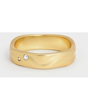 Charles & Keith Ottilie Crystal Sculptural Ring - Metallic