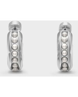 Charles & Keith Pearl Open-Hoop Earrings - Metallic