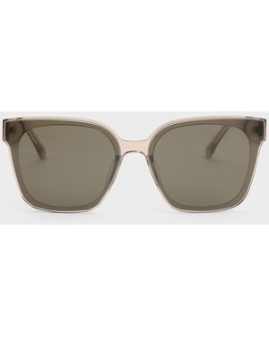 Charles & Keith Freya Square Thick-Frame Sunglasses - Gray