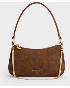Charles & Keith Elspeth Chain Shoulder Bag - Brown