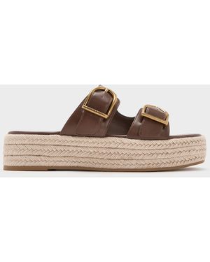 Charles & Keith Double-Strap Espadrille Sandals - Brown