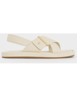 Charles & Keith Audra Crossover Slingback Sandals - Natural