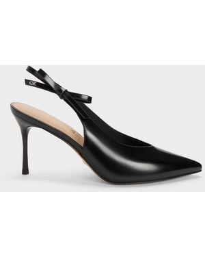 Charles & Keith Anastasia Leather Slingback Pumps - Black