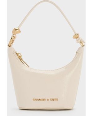 Charles & Keith Micro Augustine Eel-Effect Chain-Handle Bag - White