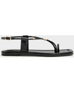 Charles & Keith Metallic-accent Toe-ring Sandals - Black