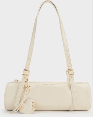 Charles & Keith Rey Elongated Shoulder Bag - Natural