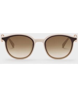 Charles & Keith Ciara Heart-Motif Sunglasses - Natural