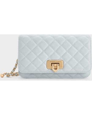 Charles & Keith Cressida Quilted Push-Lock Clutch - White