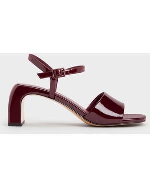 Charles & Keith Patent Ankle-Strap Heeled Sandals - Pink