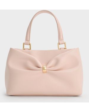 Charles & Keith Halsey Ruched Top Handle Bag - Pink