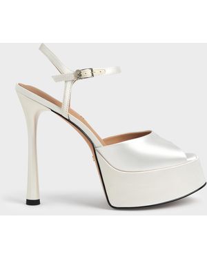 Charles & Keith Francesca Peep-Toe Platform Heels - White