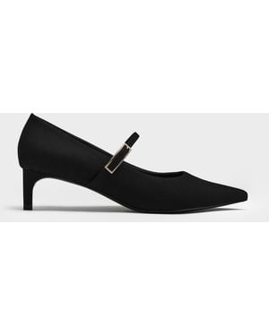 Charles & Keith Luciana Faux Suede Mary Jane Pumps - Black