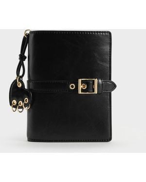 Charles & Keith Rey Heart Belted Passport Holder - Black