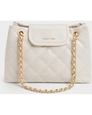 Charles & Keith Apfra Quilted Shoulder Bag - Natural