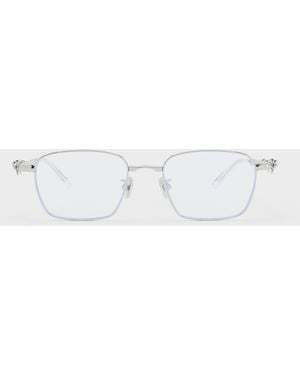 Charles & Keith Paige Clear Rectangular Sunglasses - Metallic