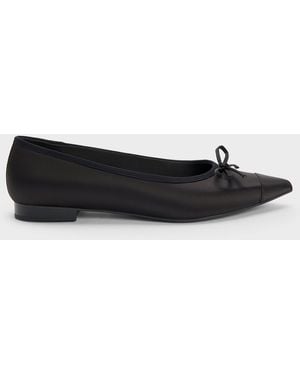 Charles & Keith Briella Satin Cap-toe Flats - White
