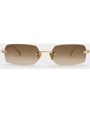 Charles & Keith Easton Rimless Rectangular Sunglasses - Natural