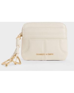 Charles & Keith Ciara Top-Zip Card Holder - Natural