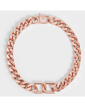 Charles & Keith Gabine Chain-link Choker Necklace - Pink