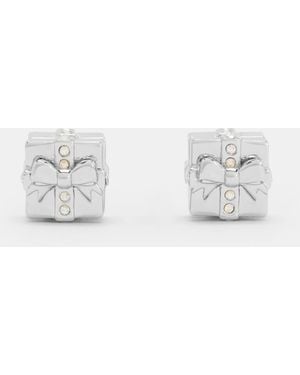 Charles & Keith Athalia Crystal-Embellished Gift-Box Stud Earrings - White