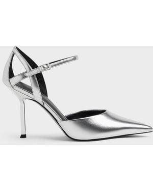 Charles & Keith Metallic D'Orsay Stiletto Pumps - White