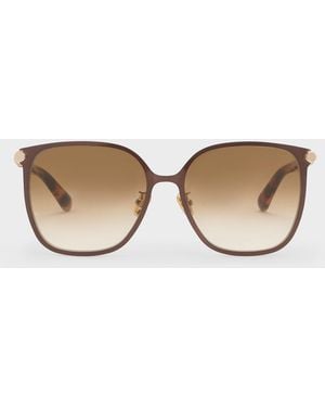 Charles & Keith Ophelia Square Sunglasses - Natural