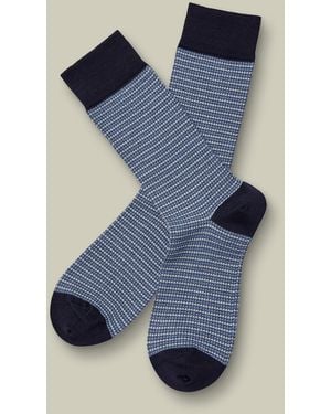 Charles Tyrwhitt Chaussettes À Petit Motif Pied-De-Poule - Bleu