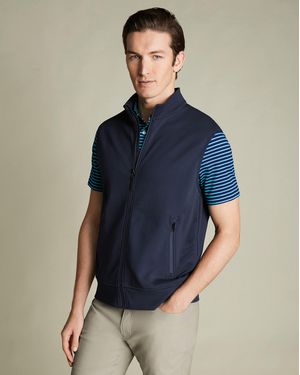 Charles Tyrwhitt Veste Sans Manches À Col Cheminée Technique - Bleu