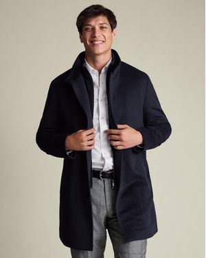Charles Tyrwhitt Pardessus En Pure Laine À Col Cheminée - Bleu