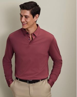 Charles Tyrwhitt Smartes Langarm-Polo Aus Baumwolle - Rot