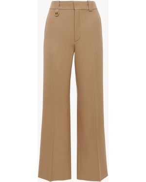 Chloé Pantalones De Sastre Cropped De Lana Grain De Poudre Marrón 100% Lana - Neutro