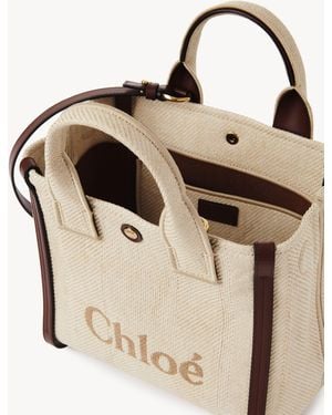 Chloé Small Chloé Carry Tote Bag In Raffia-effect Fibers - Natural