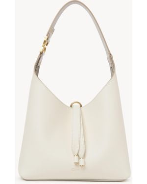 Chloé Bolso Hobo Pequeño Marcie De Cuero Granulado Blanco 100% Piel De Ternera