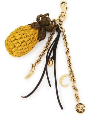 Chloé Bijou de sac ananas en raphia, métal et cuir - Métallisé