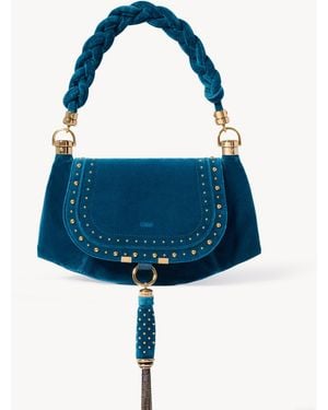 Chloé Borsa Hobo Marcie Foulard Piccola - Blu