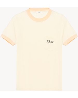 Chloé Crew-Neck Logo T-Shirt - Natural