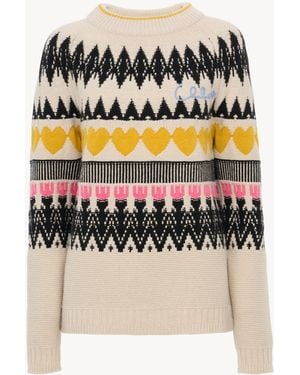 Chloé Jersey Amplio Con El Logotipo De Punto De Lana Y Cachemira - Negro